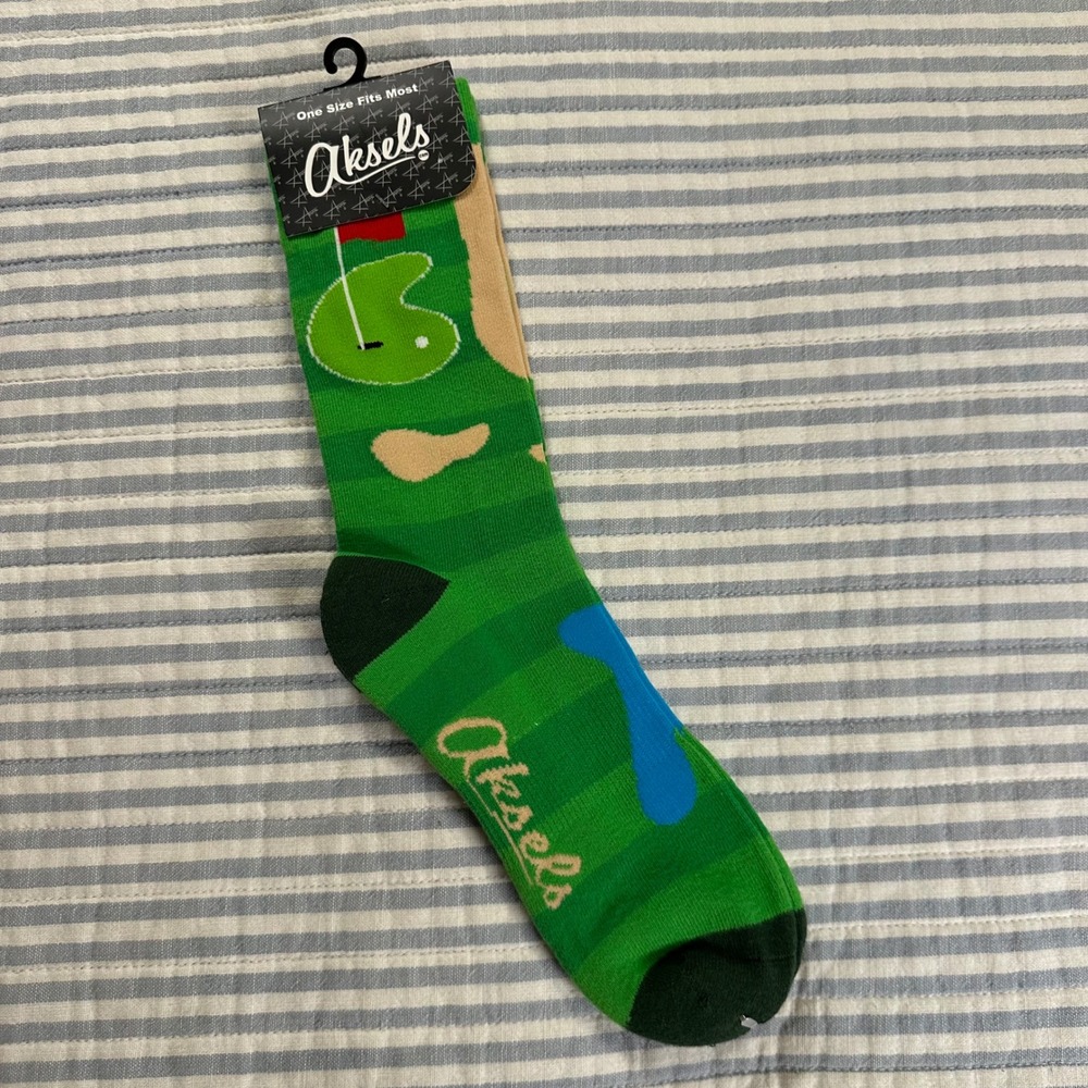Aksels Mens Golf Fairway‎ Crew Socks Green One Size 510-GOLF New
